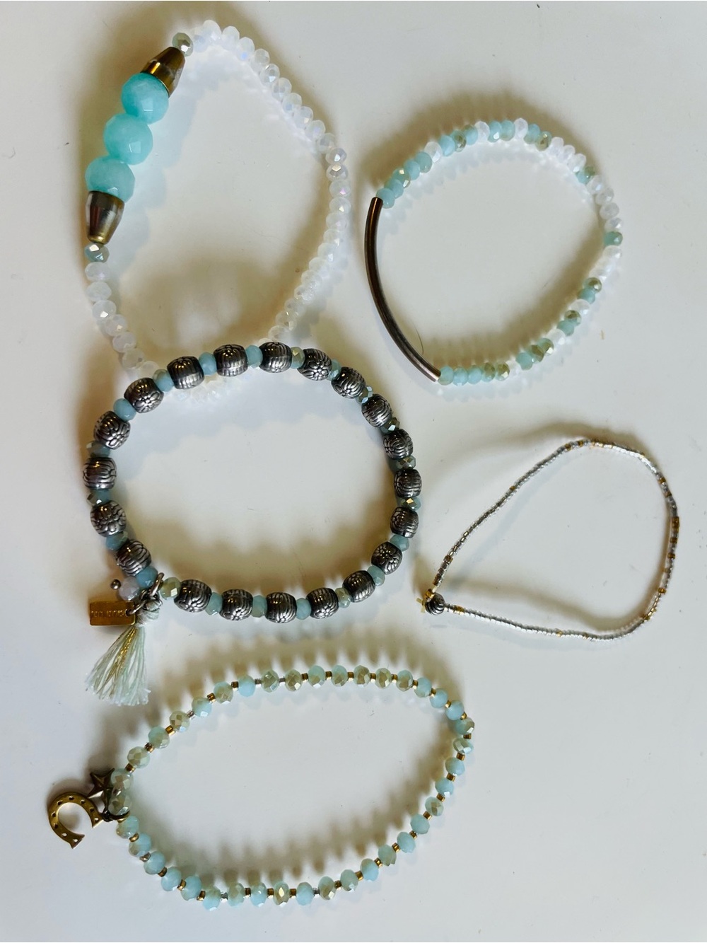 Chan Luu silver acqua elastic stacking charm bracelets - Picture 2 of 3